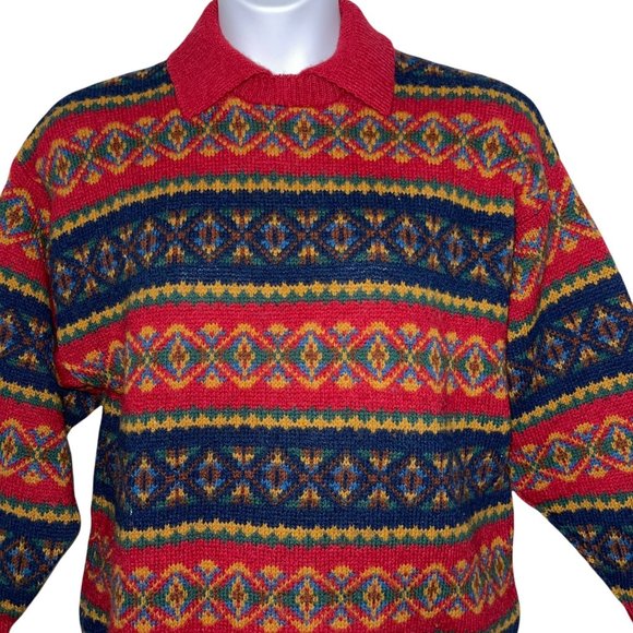 Rare Laura Ashley Vintage 80's Wool Great Britain Christmas Holiday Sweater O/S - Picture 2 of 9